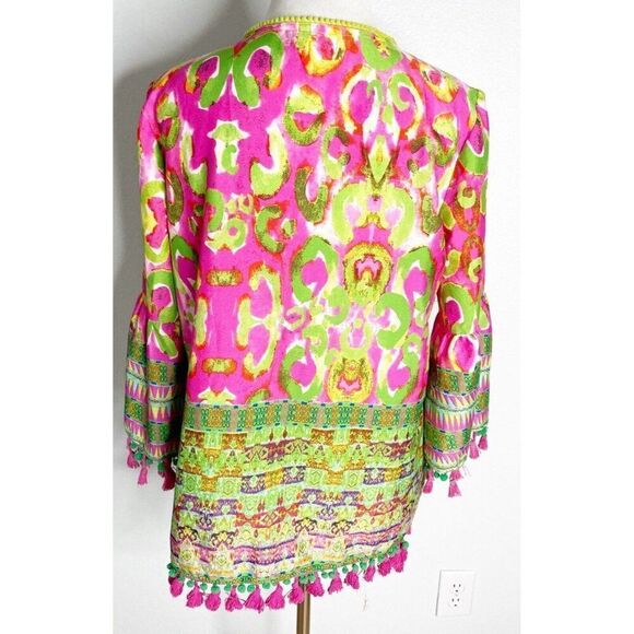 Antica Sartoria by Giacomo Cinque Blouse Tunic Boho Multicoloured Tassle Large - Picture 4 of 6